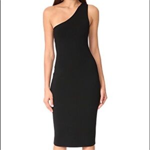 Diane Von Furstenberg One Shoulder Black Knit Midi Business Casual Dress Large